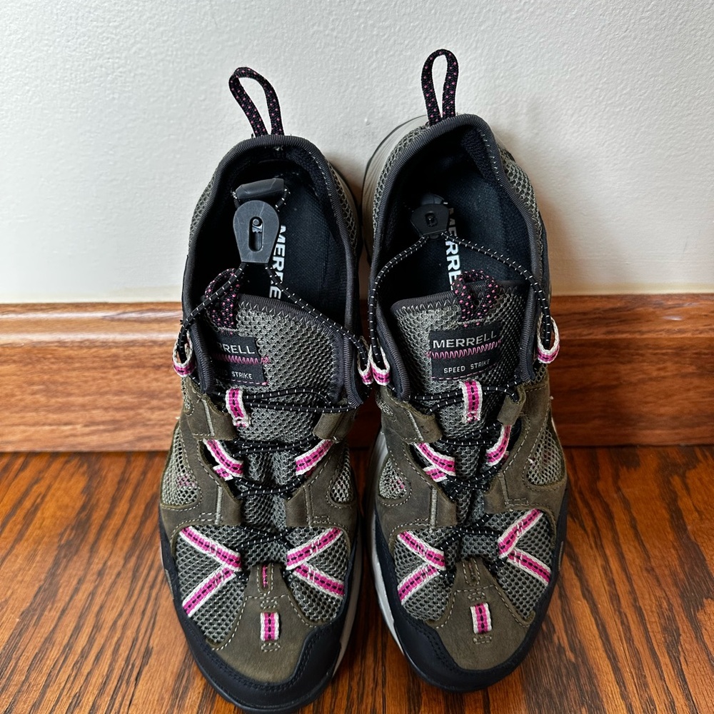 Merrell Olive and Pink Hiking Shoes Size Women’s 10 - Picture 4 of 7